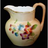 A Royal Worcester blush ivory ewer, decorated with flower sprays, shape code G1022, marked M Mature,