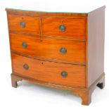 A 19thC mahogany bow front chest, of two short and two long drawers, each with octagonal plate handl