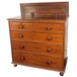 A 19thC mahogany chest, of two short and three long drawers, with knob handles, on shaped feet, 85cm
