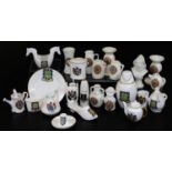 Various crested china Grantham related, bust 12cm H, Willow Art kettle, queens, etc. (a quantity)