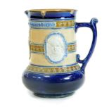 A Royal Doulton Lambeth stoneware World Colombian Exposition 1893 commemorative jug, raised with eag