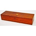 A late 19thC mahogany cartridge box, of rectangular form, with vacant cartouche and plain interior,