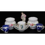 Various porcelain 18thC and others, a Willow pattern cup, 6cm H, another similar, continental porcel