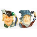 Various Royal Doulton large character jugs, comprising Rip Van Winkle D6438, 18cm H and Robin Hood,