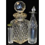 Various cut glass and crystal dressing table bottles, to include one with silver collar and orb stop