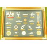 A cased set of shipping knots, to include Spanish bowline, etc. in wooden case with metal mounts,