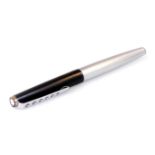 A Montblanc Carrera fountain pen, in brushed steel colours with graduated pierced clip, star to the