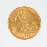 A George V half gold sovereign, dated 1913, in red pouch.