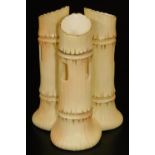 A Locke & Co triple bamboo blush ivory vase, c1900, 15cm H.