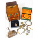 Various silver and other wares, to include a Victorian silver coin purse, a silver plated coin brace