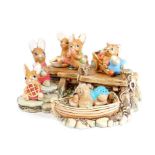 Various Pendelfin, to include stand with boat, Picnic Midge, 9cm H, various other figures. (a quanti