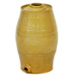 A late 19thC pottery spirit barrel, of bellied circular form with vacant tap and top, 48cm H. (unmar