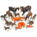 Various Beswick, and other horses, recumbent fox, 10cm W, etc. (a quantity, AF)