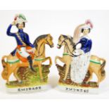 A pair of 19thC Staffordshire figures, of Emperor Napoleon 28cm H, and Empress, each polychrome deco