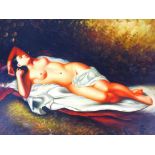 G Cirocco (20thC). Reclining sleeping nude, oil on canvas, signed, 51cm x 59cm.