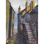 M F Walker (20thC). Narrow path to the sea, probably acrylic, signed, 60cm x 37cm.