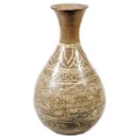 A Korean type pottery Buncheong design vase, stamped with a repeat floral pattern with an upper flow
