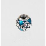 A Pandora charm, with blue enamel back, and floral central design, marked 925 ALE, 4.2g all in.