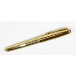 A Parker Sonnet fountain pen, in textured gilt colours with arrow clip and black circle insert to