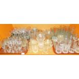 Decorative glassware, Babycham glasses, moulded glass vases, drinking glasses, pint glasses, etc. (