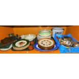 Decorative china, transfer printed ware, cased cutlery, other plated tableware, etc. (1 shelf)