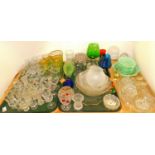 Various moulded and other glass ware, rose bowl, drinking glasses, lemonade set, etc. (a quantity)