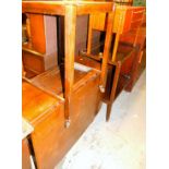 An oak side table, drop leaf table, a dinner wagon and a teak side cabinet (AF).