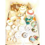 China and effects, vases, teapots, Aynsley Wild Tudor, cottage ornaments, etc. (2 trays)