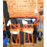 Photography related items, folding chairs, Stand Exmudl 280 light frame, projector screen, tripods,