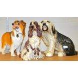 China dogs, pottery Old English sheep dog, etc. (3)
