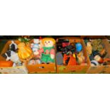 Various ornaments and effects, large dog ornament, soft toys, binoculars, pathescope 10x50, etc, var