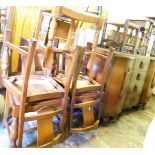 Various items of oak furniture, to include a set of four dining chairs and one similar, a sideboard,