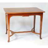 A Dutch 19thC mahogany side table, the rectangular top raised on channelled tapering square legs,