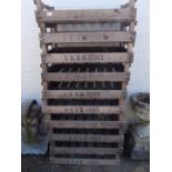 Ten potato crates, for A G & M Fisher, 16cm H, 75.5cm W, 45cm D.