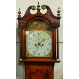 William Smith. A George III oak and mahogany crossbanded longcase clock. the break arch dial painted