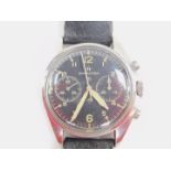 A Hamilton British Military RAF pilot's stainless steel chronograph wristwatch, dated 1972, the