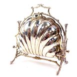 A Victorian silver plated bi-fold food warmer, of fluted form with a pierced liner, in a