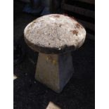 A concrete staddle stone, 63cm H, 45cm Dia.