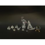 Swarovski crystal figures, including Cinderella, and a flamingo, further figures, some Swarovski