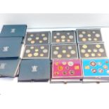 Royal Mint United Kingdom Proof coin collections, comprising a 1985 - 1990, and 1992-1999,