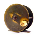 A Charles Farlow brass 3 1/2" salmon fly fishing reel, engraved Charles Farlow Makers 191, Strand
