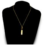 A 9ct gold ingot pendant, on a neck chain, 8.4g.