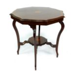 A Victorian mahogany and crossbanded occasional table, the serpentine side top with herringbone