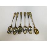A set of five George III silver teaspoons, monogram engraved, London 1806, 1.89oz, together with a