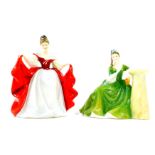 A Royal Doulton figure modelled as Sara HN2265, and another modelled as Secret Thoughts HN2382. (