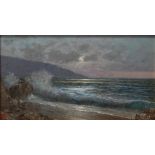Davide Laricchia. Stormy Seascape, oil on board, monogrammed, signed verso, 18cm x 33cm.