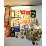 English and World coinage, including a George II shilling 1745, Victorian crown 1890, US silver