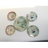 A group of Chinese export porcelain, 18thC and later, including a famile rose plate painted within a