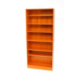 A G plan teak open bookcase, of six shelves, raised on a plinth base, 81cm W, 28cm D 184cm H.