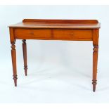 A Victorian mahogany side table, with a pair of frieze drawers, raised on turned legs, 77cm H, 105cm